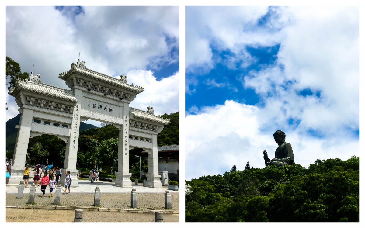 Ngong Ping Piazza Entrance and Lantau Buddha Statue